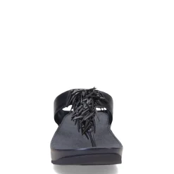 FitFlop Sandals|Women's , Rumba Beaded Metallic Toe-Post Sandal Metallic Navy