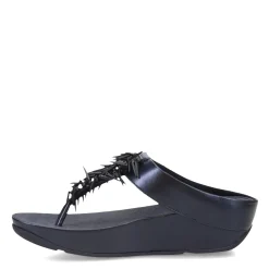 FitFlop Sandals|Women's , Rumba Beaded Metallic Toe-Post Sandal Metallic Navy