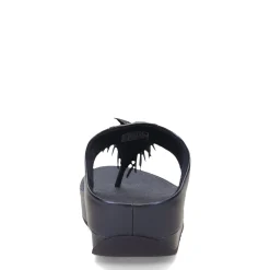 FitFlop Sandals|Women's , Rumba Beaded Metallic Toe-Post Sandal Metallic Navy