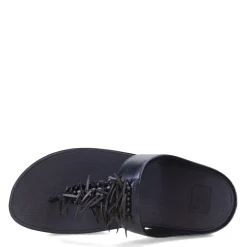 FitFlop Sandals|Women's , Rumba Beaded Metallic Toe-Post Sandal Metallic Navy