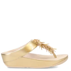 FitFlop Sandals|Women's , Rumba Beaded Metallic Toe-Post Sandal Platinum