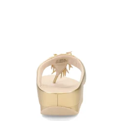 FitFlop Sandals|Women's , Rumba Beaded Metallic Toe-Post Sandal Platinum