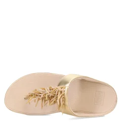 FitFlop Sandals|Women's , Rumba Beaded Metallic Toe-Post Sandal Platinum