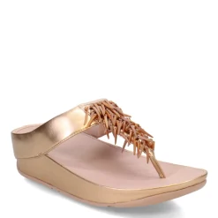 FitFlop Sandals|Women's , Rumba Beaded Metallic Toe-Post Sandal Rose Gold