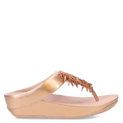 FitFlop Sandals|Women's , Rumba Beaded Metallic Toe-Post Sandal Rose Gold
