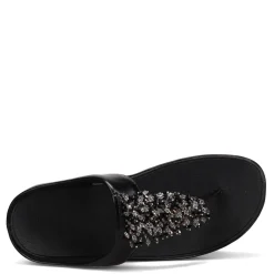 FitFlop Sandals|Women's , Rumba Beaded Toe-Post Sandal Black