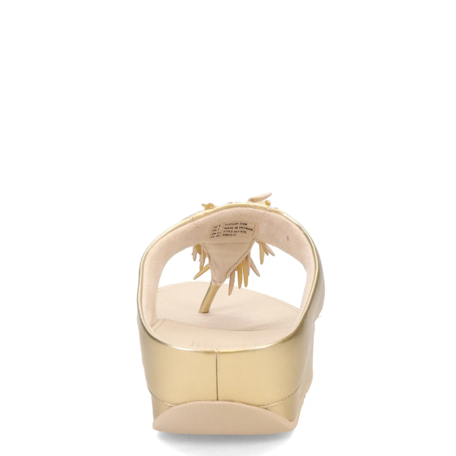 FitFlop Wedges|Women's , Rumba Beaded Metallic Toe-Post Sandal Platinum