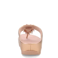 FitFlop Wedges|Women's , Rumba Beaded Metallic Toe-Post Sandal Rose Gold