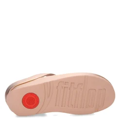 FitFlop Wedges|Women's , Rumba Beaded Metallic Toe-Post Sandal Rose Gold