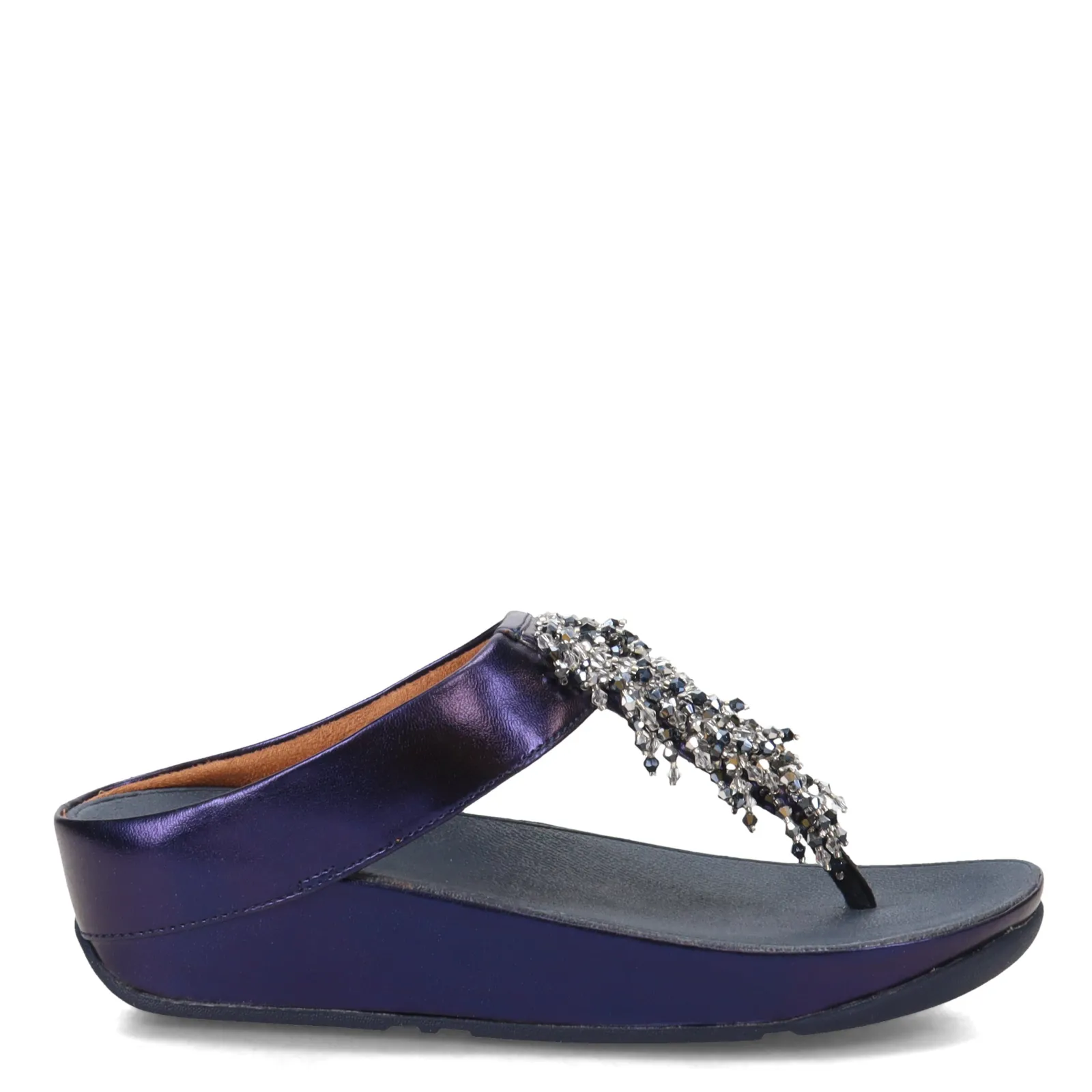 FitFlop Wedges|Women's , Rumba Beaded Toe-Post Sandal Midnight Navy