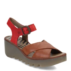 Fly London Wedges|Women's , Bace Sandal Brown Multi