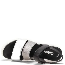 Gabor Sandals|Women's , Wedge 64.610 Sandal Black / Silver