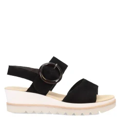 Gabor Wedges|Women's , Wedge Ankle Strap 84.645 Sandal Black