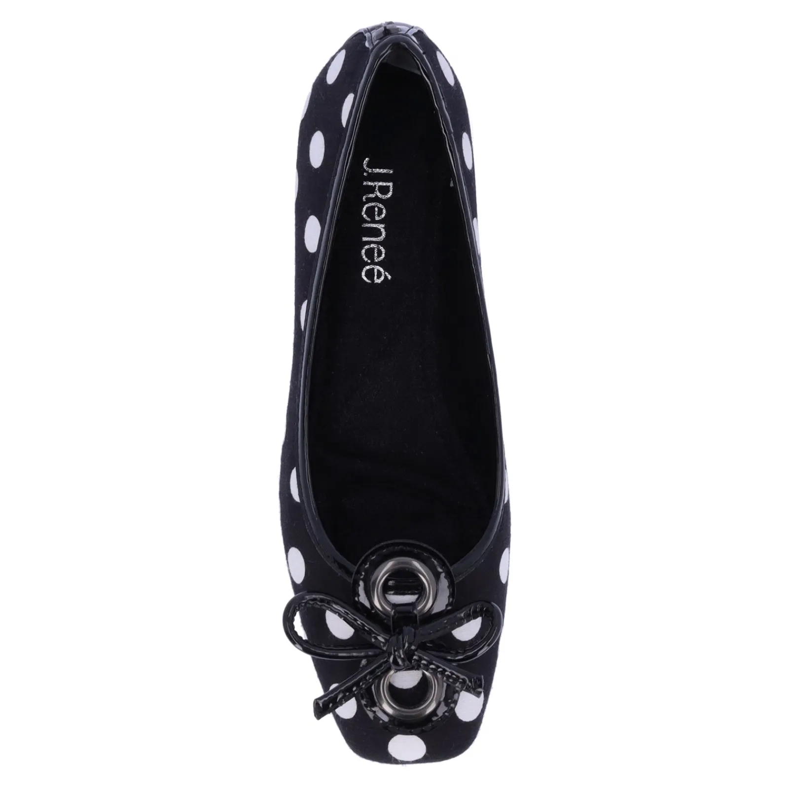 J Renee Slip-On Shoes|Women's , Edie Flat Black/White Polka Dot