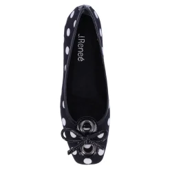 J Renee Flats|Women's , Edie Flat Black/White Polka Dot