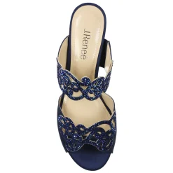 J Renee Sandals|Women's , Francie Sandal Navy Satin