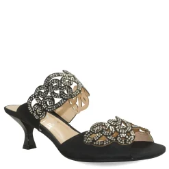 J Renee Sandals|Women's , Francie Sandal Black Satin