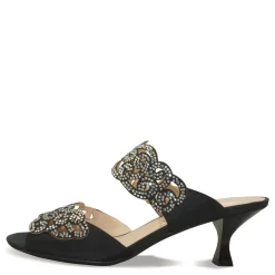 J Renee Sandals|Women's , Francie Sandal Black Satin