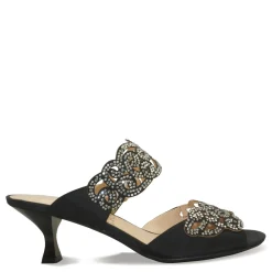 J Renee Pumps & Heels|Women's , Francie Sandal Black Satin