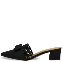 J Renee Sandals|Women's , Randa Mule Black Satin