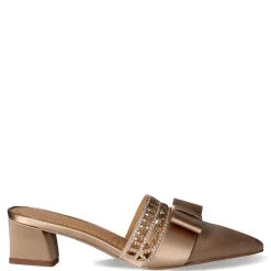 J Renee Sandals|Women's , Randa Mule Beige Satin