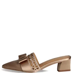 J Renee Sandals|Women's , Randa Mule Beige Satin