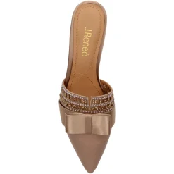 J Renee Sandals|Women's , Randa Mule Beige Satin