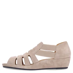 L'Amour Des Pieds Wedges|Women's , Bayla Sandal Taupe Suede