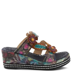 L Artiste Sandals|Women's L'Artiste By Spring Step, Coastal Sandal Navy Multi
