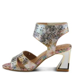 L Artiste Sandals|Women's L'Artiste By Spring Step, Poster Sandal Beige Metallic Multi