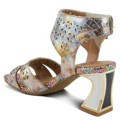 L Artiste Sandals|Women's L'Artiste By Spring Step, Poster Sandal Beige Metallic Multi