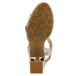 L Artiste Sandals|Women's L'Artiste By Spring Step, Poster Sandal Beige Metallic Multi