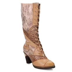 L Artiste Boots|Women's L'Artiste by Spring Step, Malagie Boot Beige Multi