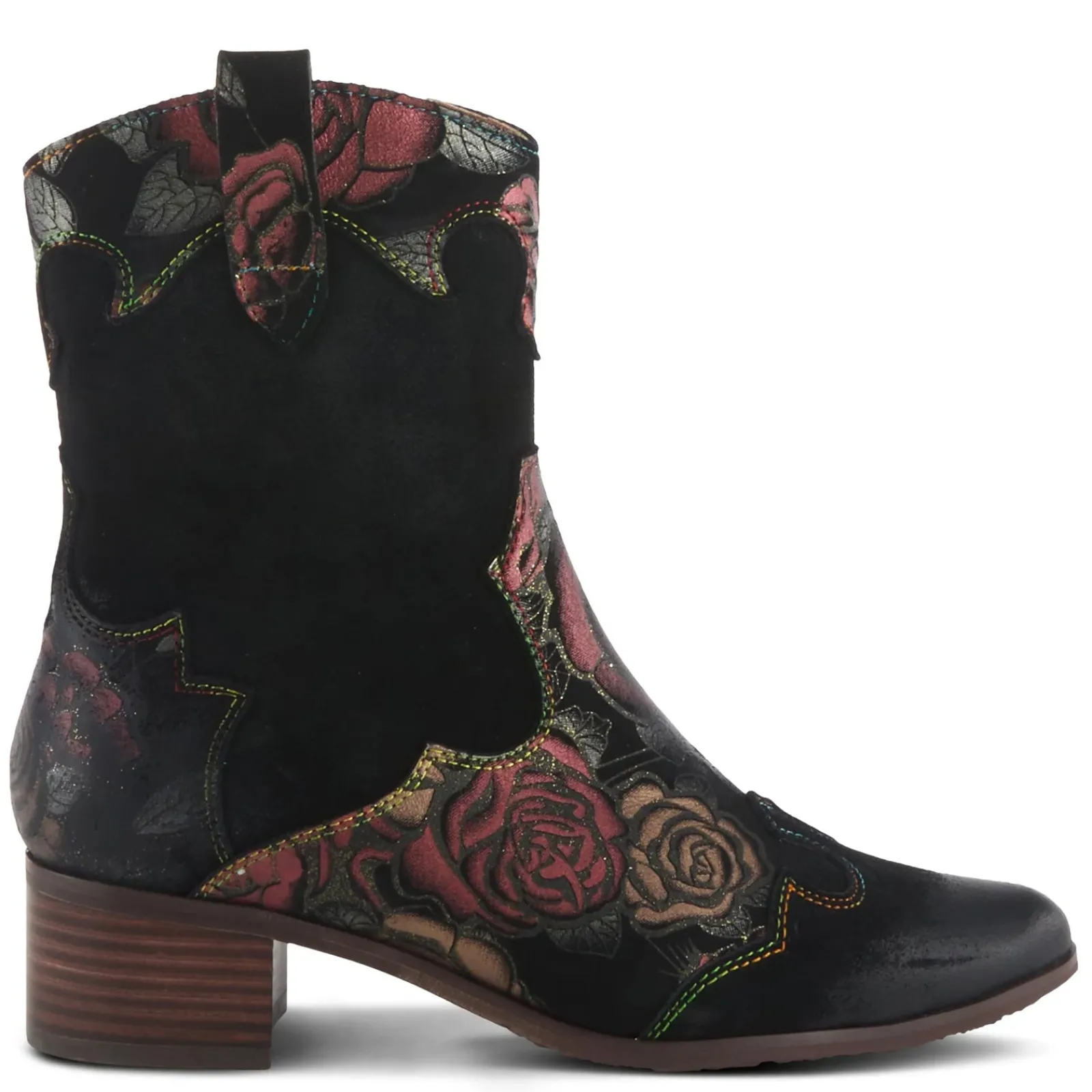 L Artiste Boots|Women's L'Artiste by Spring Step, Lady Luck Boot Dark Red Multi