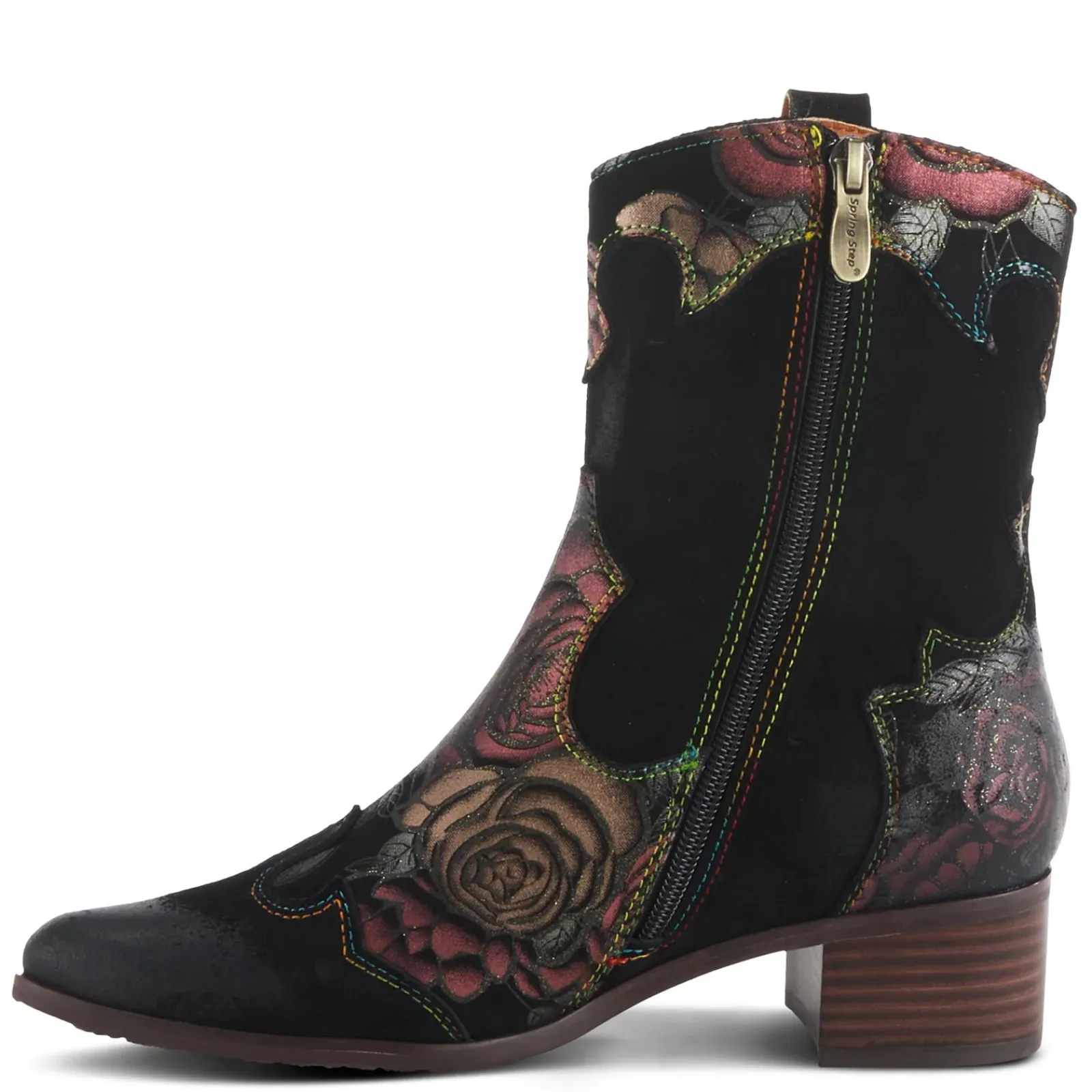 L Artiste Boots|Women's L'Artiste by Spring Step, Lady Luck Boot Dark Red Multi