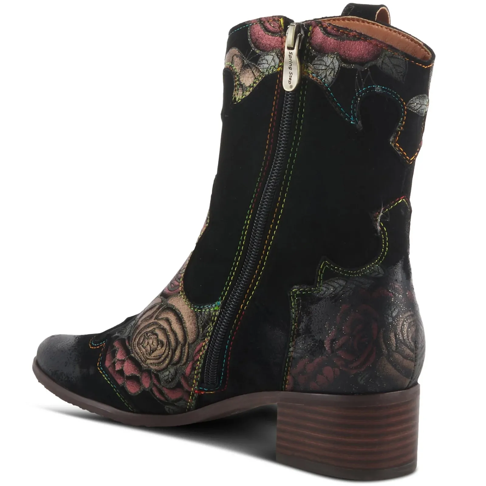 L Artiste Boots|Women's L'Artiste by Spring Step, Lady Luck Boot Dark Red Multi