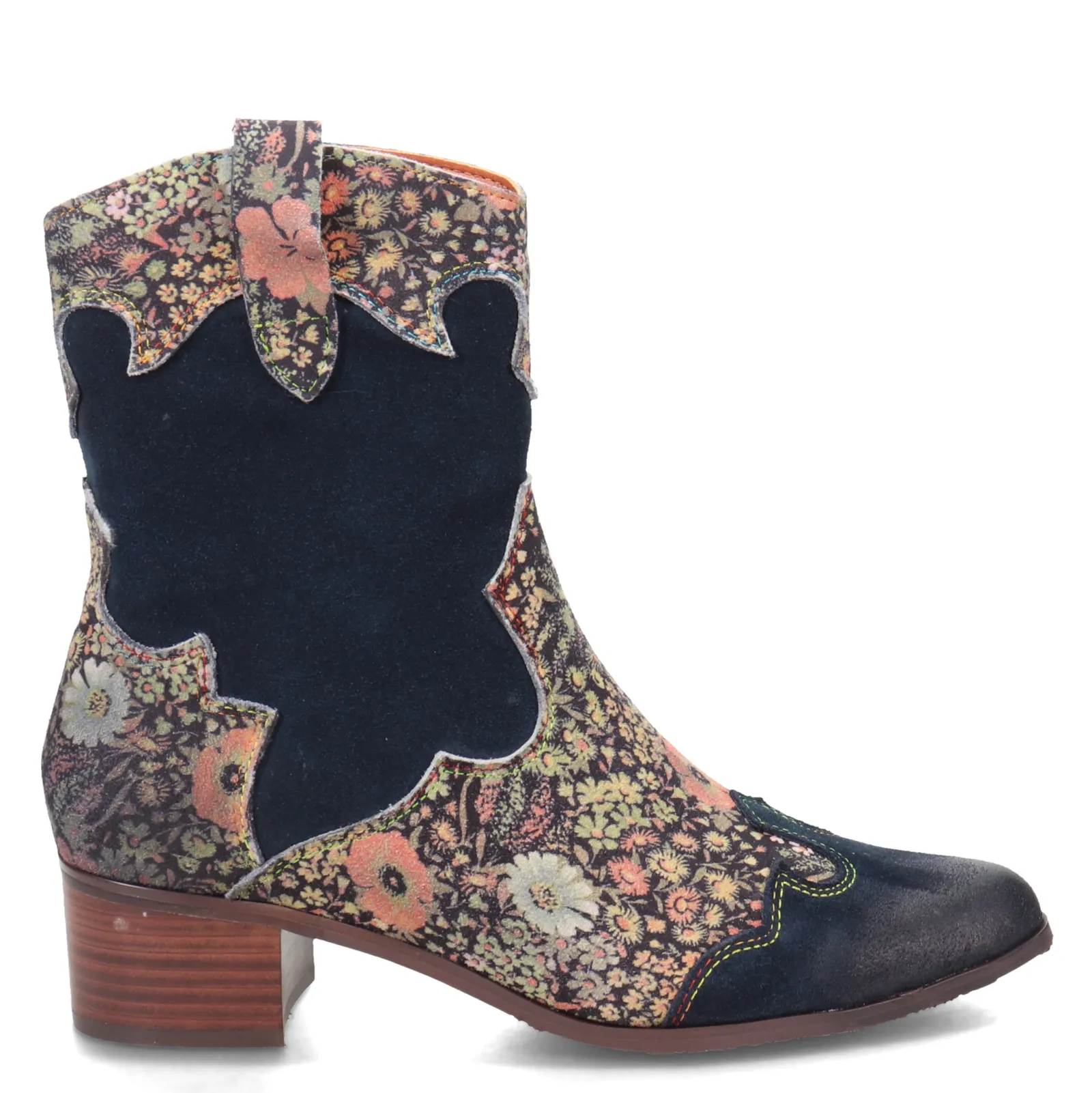 L Artiste Boots|Women's L'Artiste by Spring Step, Lady Luck Boot Navy Multi Suede