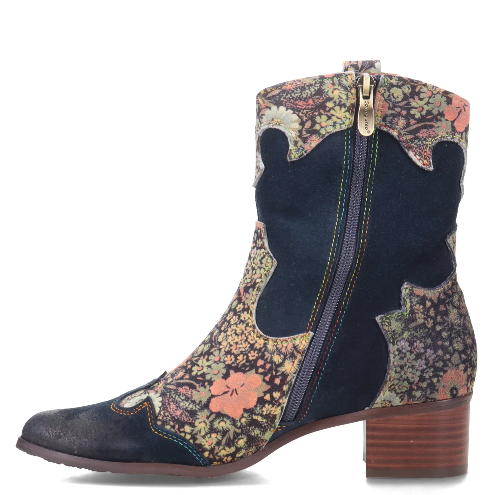 L Artiste Boots|Women's L'Artiste by Spring Step, Lady Luck Boot Navy Multi Suede