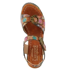 L Artiste Wedges|Women's L'Artiste By Spring Step, Flavour Sandal Camel Multi