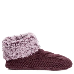 Muk Luks Slippers|Women's , Sherpa Cuff Bootie Slipper Plumwine