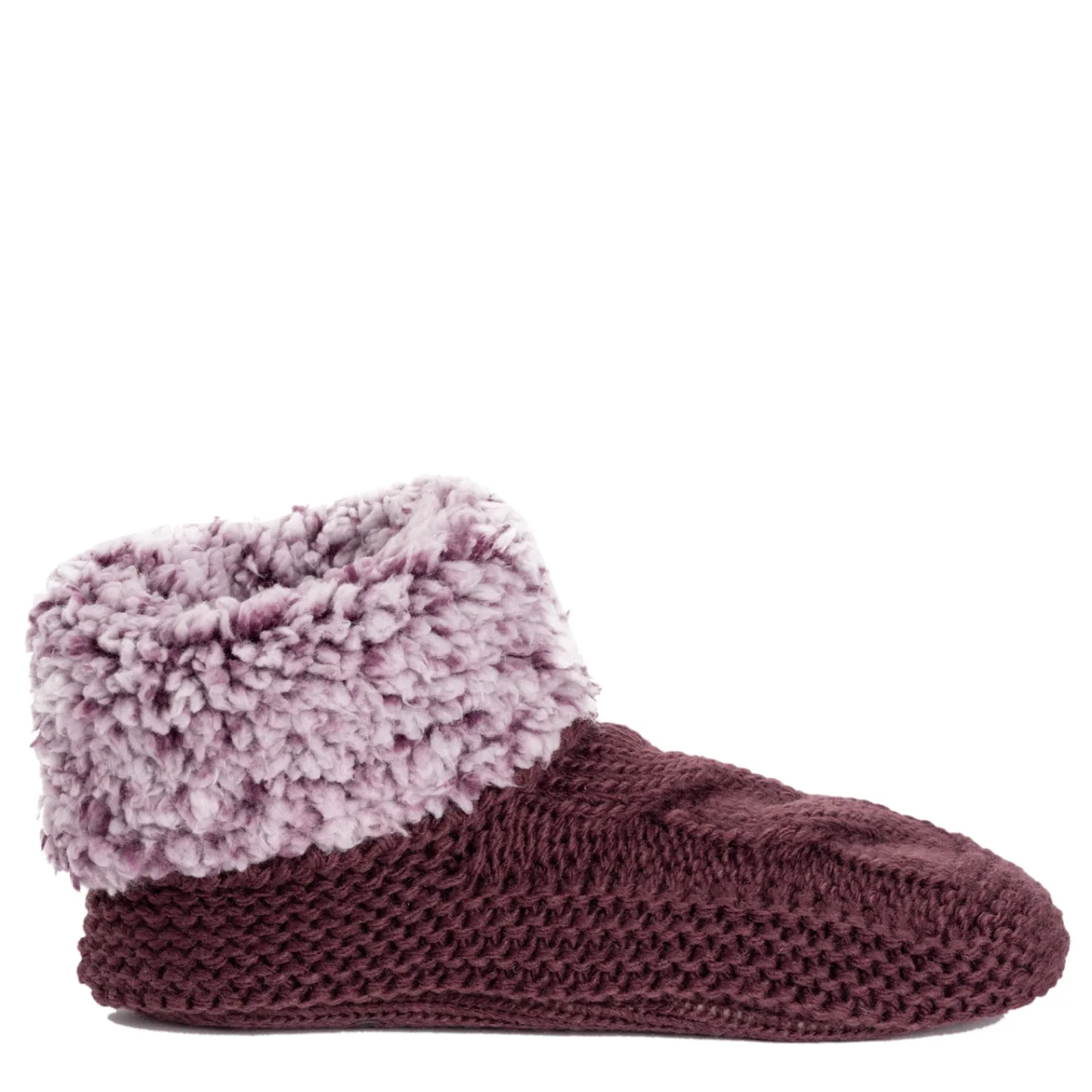 Muk Luks Slippers|Women's , Sherpa Cuff Bootie Slipper Plumwine