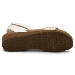 Naot Wedges|Women's , Abbie Sandal White Metallic