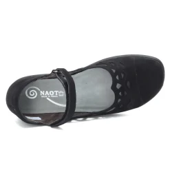 Naot Flats|Women's , Agathis Maryjane Black Velvet Nubuck