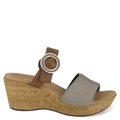 Naot Wedges|Women's , Breezy Sandal Stone Nubuck/Caramel