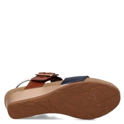 Naot Wedges|Women's , Dynasty Sandal Blue / Tan