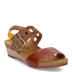 Naot Wedges|Women's , Dynasty Sandal Brown Marigold