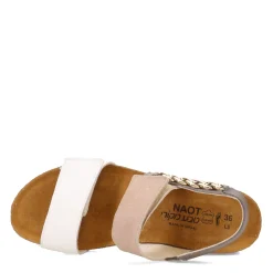 Naot Wedges|Women's , Eliana Sandal White/Khaki/Foggy Gray