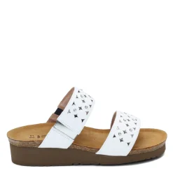 Naot Sandals|Women's , Susan Slide White/Silver