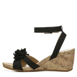 Naturalizer Sandals|Women's , Areda Flower Wedge Sandal Black