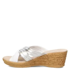 Onex Wedges|Women's , Hadley Sandal White Silver